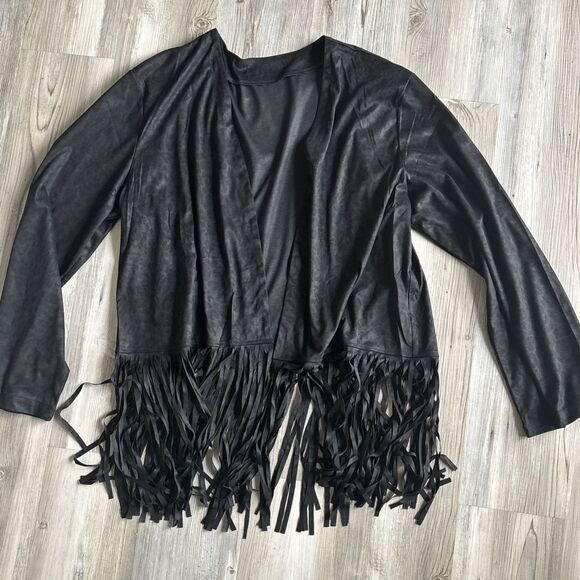 L&B (Lucky and Blessed) Black Fringe Open  Jacket - Size Medium - Picture 5 of 8